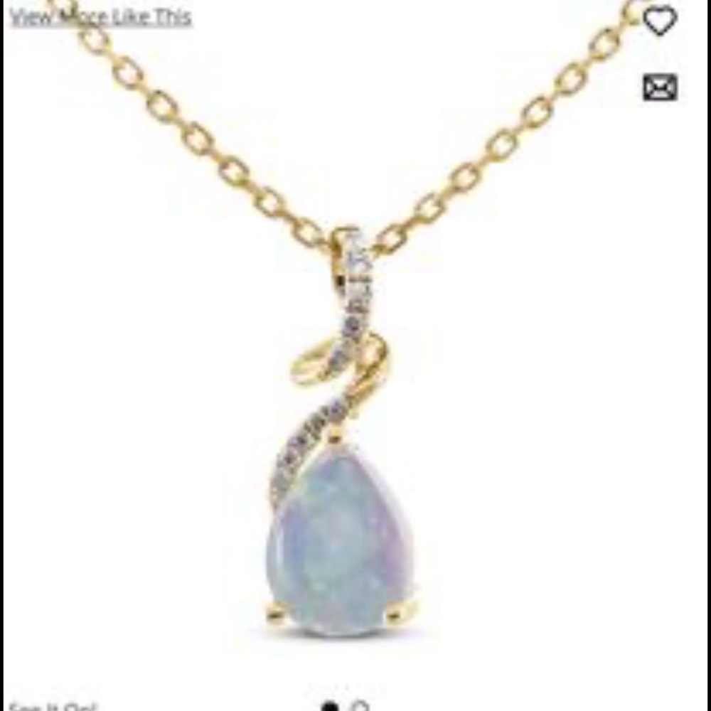 Opal Necklace 1/20 ct tw Diamonds 10K Yellow Gold
